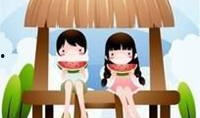 情侣头像 漫画夏天吃瓜,情侣漫画头像中的瓜果时光