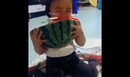 小孩哥吃瓜搞笑